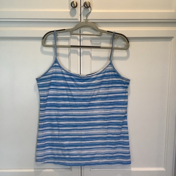 Patagonia Blue and White Striped Women's Tank Top Large - Picture 1 of 5